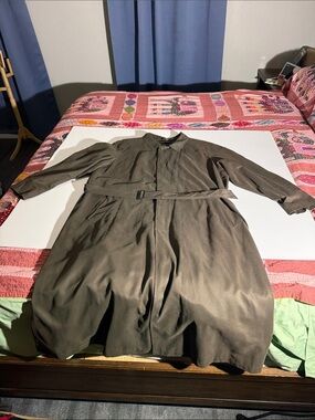 Sanyo XL Olive Green khaki Button-Front Belted Trench Coat